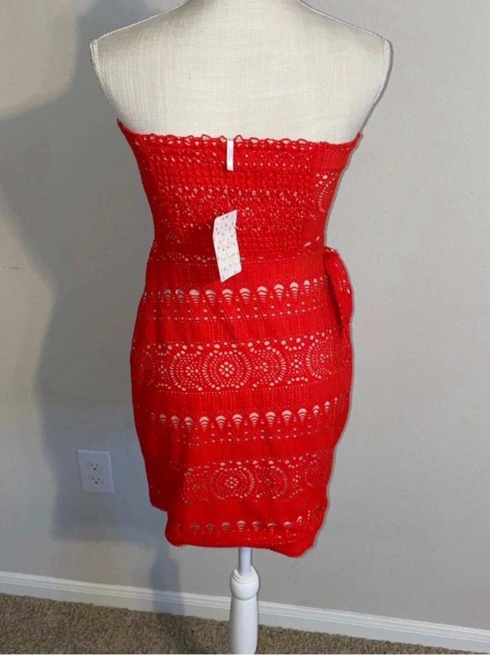 Free People Oceanside Crochet Strapless Mini Dress | NWT | Size Small